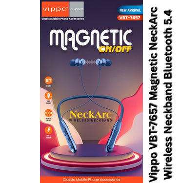 Vippo VBT-7657 Magnetic NeckArc Wireless Neckband Bluetooth 5.4 | Metallic Finish | OGdeal